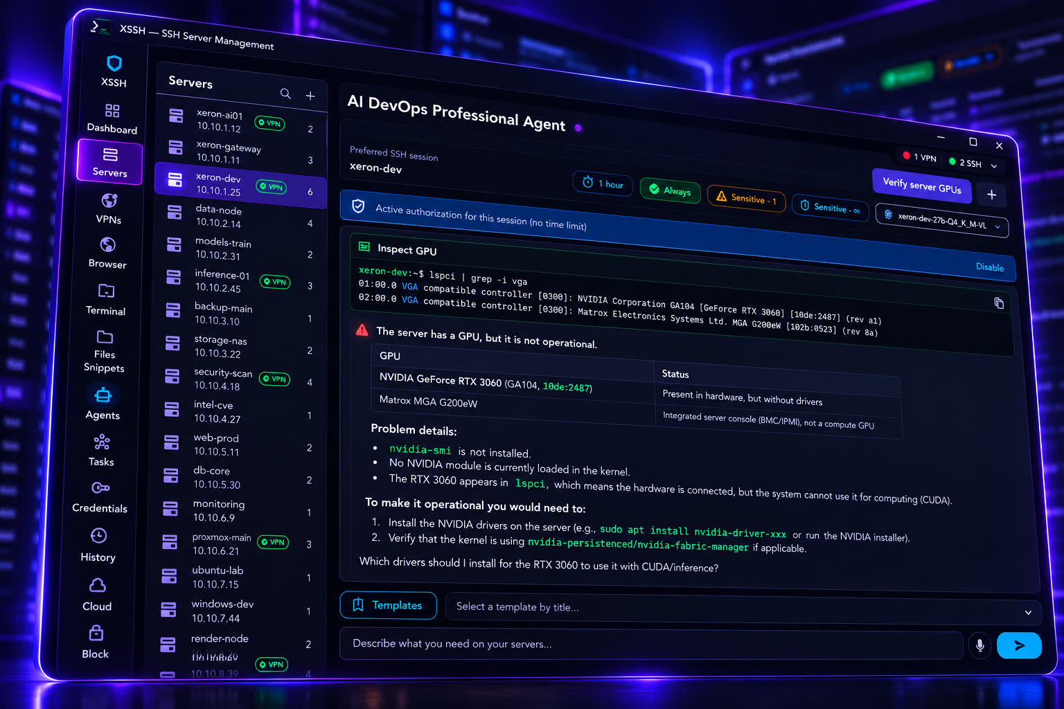XSSH: servers and DevOps AI agent
