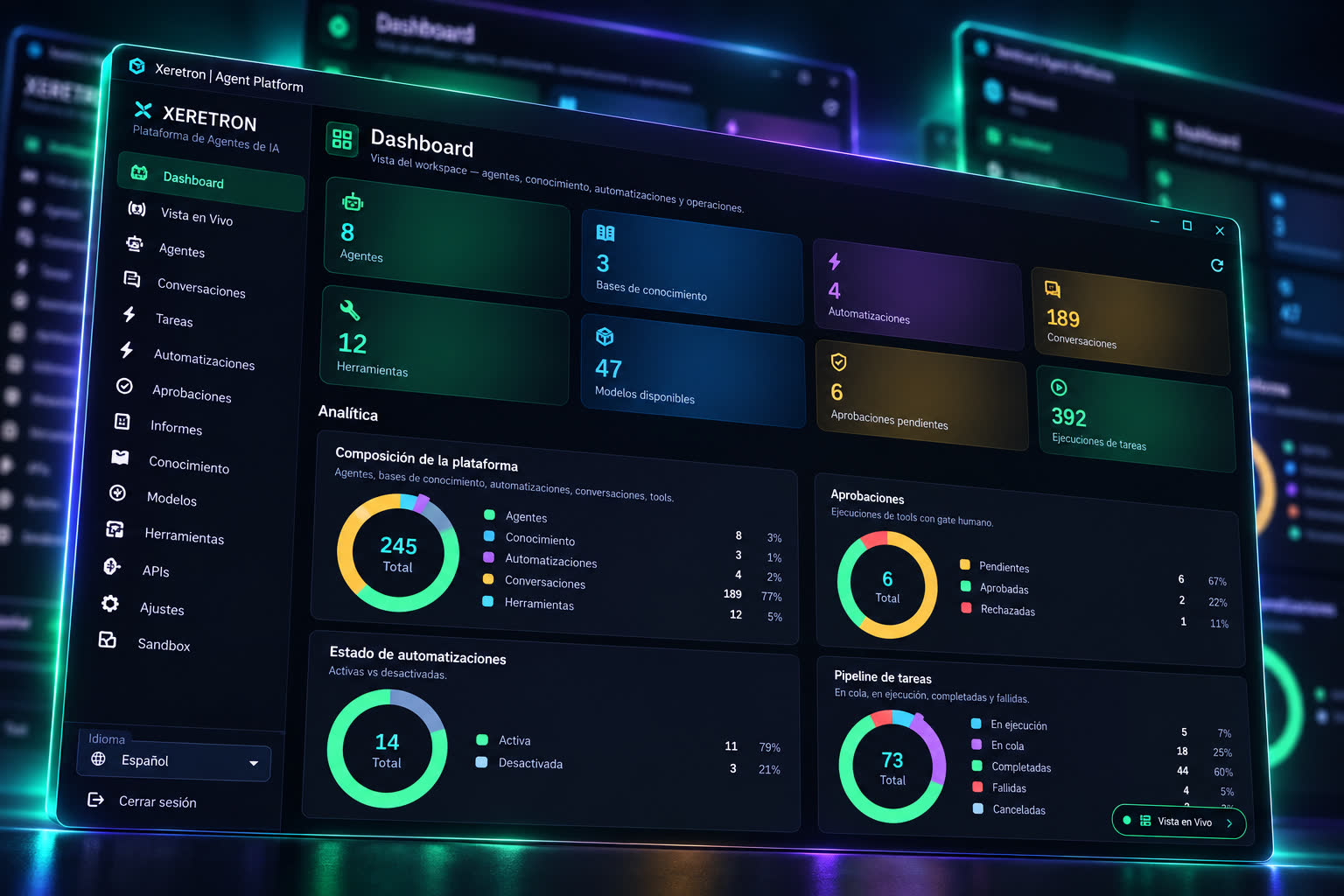 Agent Platform: control plane de agentes con chat y herramientas