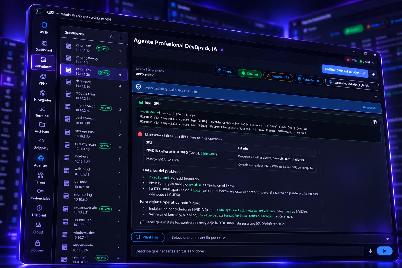 XSSH: servidores y agente DevOps de IA
